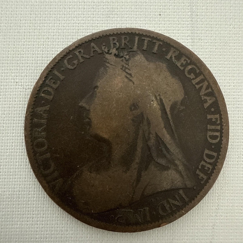 1901 Victoria DEL GRA BRITT REGINA FID DEF IND IMP ONE PENNY Coin